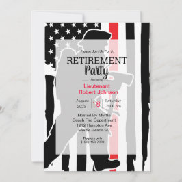 消防士の写真アメリカ国旗の引退パーティー 招待状
