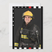 消防士の写真アメリカ国旗の引退パーティー 招待状 (裏面)