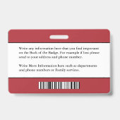 消防士の写真名ロゴIDカードのカスタム バッジ (裏面)