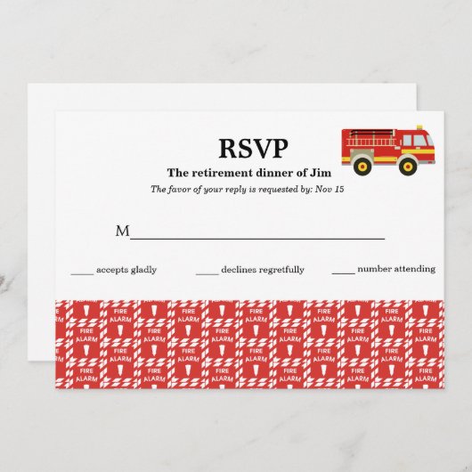消防士の出席依頼 招待状 (正面/裏面)