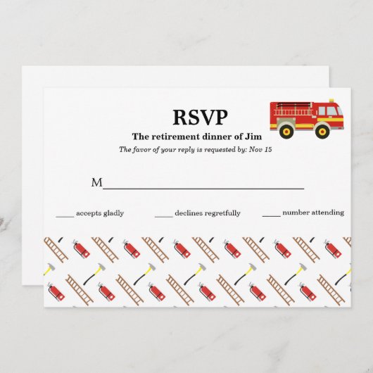 消防士の出席依頼 招待状 (正面/裏面)