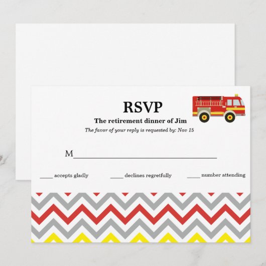 消防士の出席依頼 招待状 (正面/裏面)