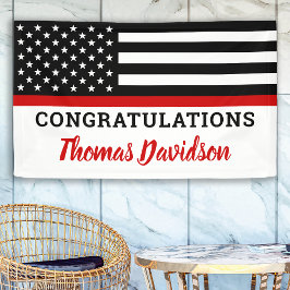 消防士の卒業おめでとう薄い赤線 横断幕