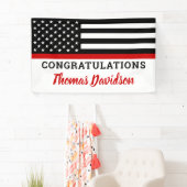 消防士の卒業おめでとう薄い赤線 横断幕 (インサイチュ)