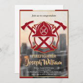 消防士の卒業式への招待 招待状 (正面/裏面)