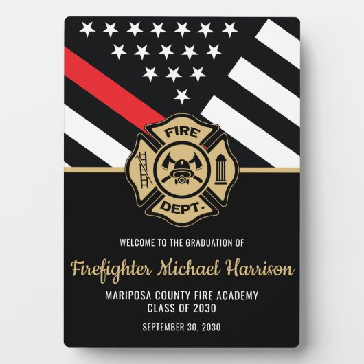 消防士の卒業式レッドライン消防士へようこそ フォトプラーク (正面)