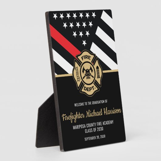 消防士の卒業式レッドライン消防士へようこそ フォトプラーク (側面)