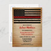 消防士の卒業消防士の薄い赤い線 インビテーションポストカード (正面/裏面)
