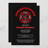 消防士の卒業発表パーティー 招待状 (正面/裏面)