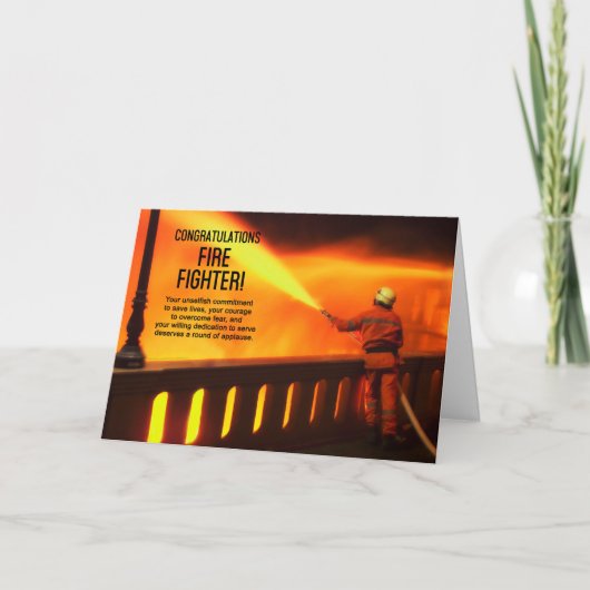 消防士の卒業祝い カード (正面)