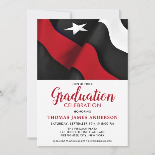 消防士の卒業薄い赤線ファイアマンパーティー 招待状 (正面)
