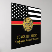 消防士の卒業赤線の旗消防士 箔ポスター (レイダウン)