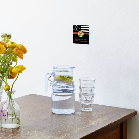 消防士の卒業赤線の旗消防士 箔ポスター (レイダウン (キッチン))