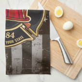 消防士の名前ファイアマン消防署USA国旗 キッチンタオル (四つ折り)