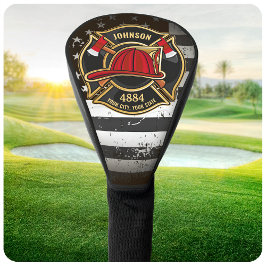 消防士の名前ファイアマン消防署USA国旗 ゴルフヘッドカバー