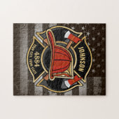 消防士の名前ファイアマン消防署USA国旗 ジグソーパズル (横)
