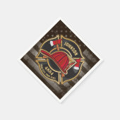 消防士の名前ファイアマン消防署USA国旗 スタンダードカクテルナプキン (角)