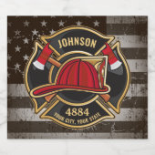 消防士の名前ファイアマン消防署USA国旗 ビールラベル (シングルラベル)