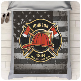 消防士の名前ファイアマン消防署USA国旗 フリースブランケット