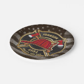 消防士の名前ファイアマン消防署USA国旗 ペーパープレート (アングル)