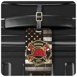 消防士の名前ファイアマン消防署USA国旗 ラゲッジタグ