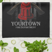 消防士の名前Fire Department消火栓USA国旗 キッチンタオル (折り畳み)