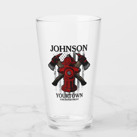 消防士の名前Fire Department消火栓USA国旗 タンブラーグラス (正面)