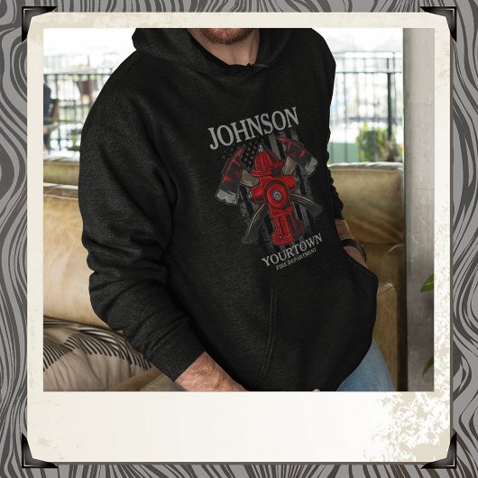 消防士の名前Fire Department消火栓USA国旗 パーカ