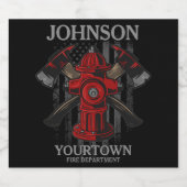 消防士の名前Fire Department消火栓USA国旗 ビールラベル (シングルラベル)