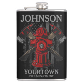 消防士の名前Fire Department消火栓USA国旗 フラスク