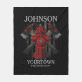 消防士の名前Fire Department消火栓USA国旗 フリースブランケット (正面)