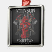 消防士の名前Fire Department消火栓USA国旗 メタルオーナメント (左)