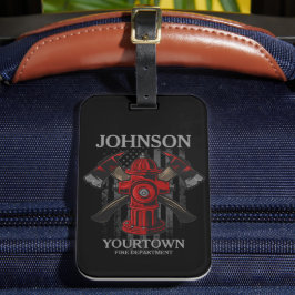 消防士の名前Fire Department消火栓USA国旗 ラゲッジタグ
