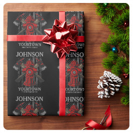 消防士の名前Fire Department消火栓USA国旗 ラッピングペーパー