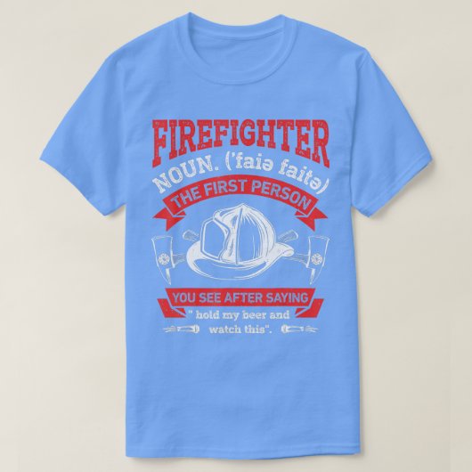 消防士の名詞定義ファイアおもしろいメンファイア Tシャツ (デザイン正面)