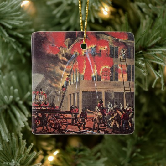 消防士の命、ヴィンテージ消防士 セラミックオーナメント (ツリー)