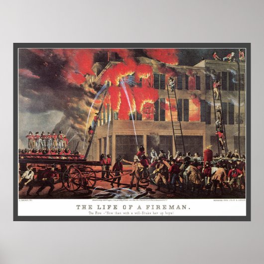消防士の命、ヴィンテージ消防士 ポスター (正面)