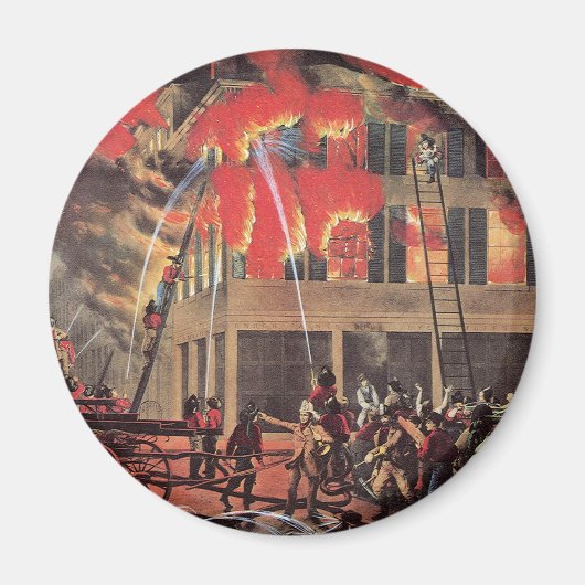 消防士の命、ヴィンテージ消防士 マグネット (正面)