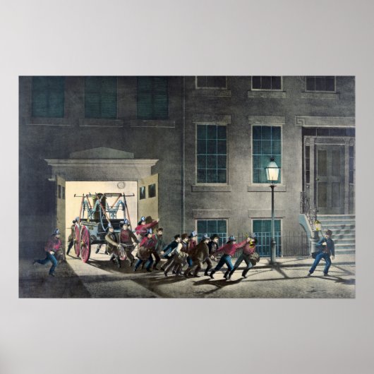 消防士の命 – 夜警 – 1854 ポスター (正面)