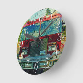 消防士の壁掛け時計 ラウンド壁時計 (傾斜)