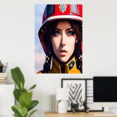 消防士の女性 | AIアートポスター ポスター (ホームオフィス)