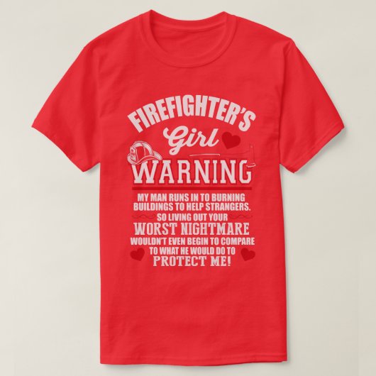 消防士の女警告の子 Tシャツ (デザイン正面)