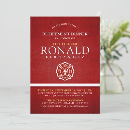 消防士の定年ディナー |イベント招待状 招待状 (スタンド正面)