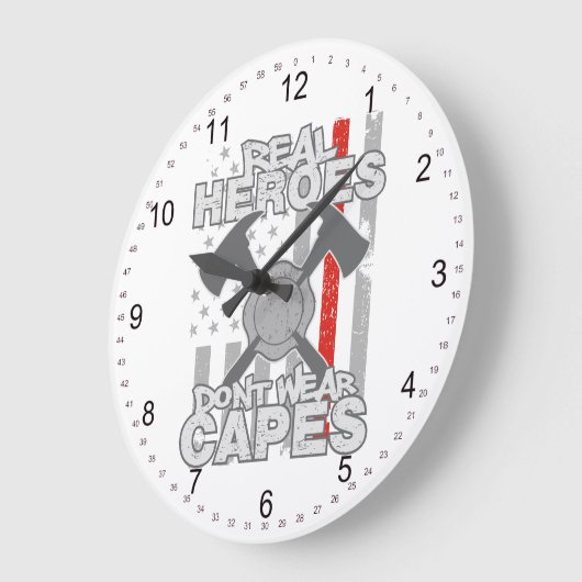 消防士の実質の英雄は岬を身に着けていません ラージ壁時計 (傾斜)
