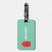 消防士の少年と子犬の消防車パーソナライズされた ラゲッジタグ (裏面縦)