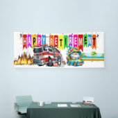 消防士の幸福な退職 横断幕 (トレードショー)