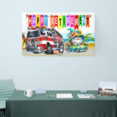 消防士の幸福な退職 横断幕 (トレードショー)