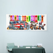 消防士の幸福な退職 横断幕 (トレードショー)