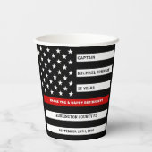 消防士の引退パーティーの細い赤線 紙コップ (裏面)