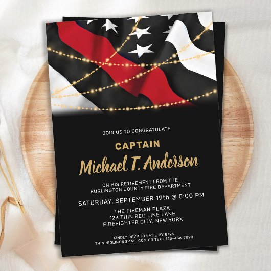 消防士の引退消防サービス薄い赤線 招待状